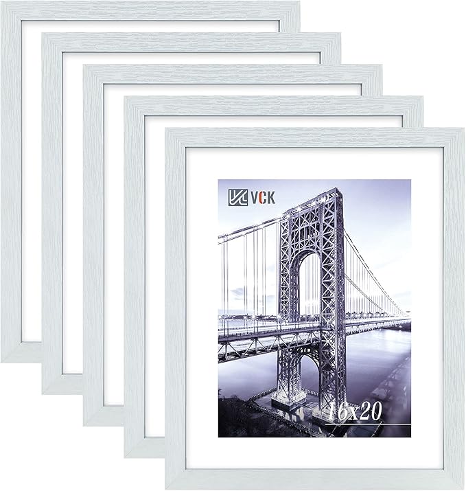 VCK 16x20 Poster Frame in White with Polished Plexiglass Set of 5 Horizontal and Vertical Formats with Included Hanging Hardware