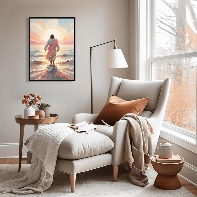 Christian Wall Art Print, Religious Scripture Biblical Decor, Faith-Based Inspirational Landscape with Cross, Digital Printed Canvas Poster for Church, Home Chapel, Prayer Room Decor