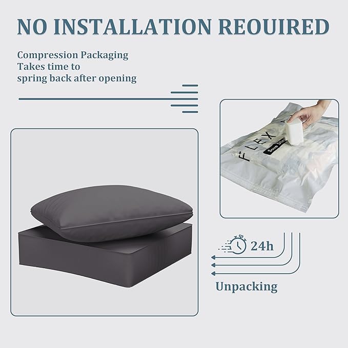 Outdoor Seat Cushion Set 24 x 24 x6.5 Inch Splash-Proof & Fade Resistant Patio Furniture Cushions with Removable Cover Deep Seat & Back Cushion with Straps for Chair Sofa Couch