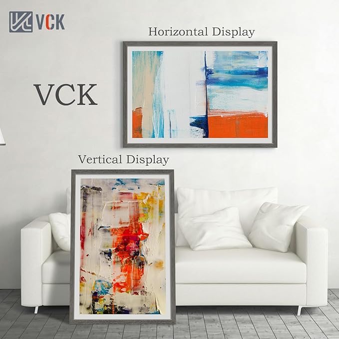 VCK 27x40 Poster Frame Set of 5, Gray Solid Wood Picture Frame, Exclusive Wood Grain, Wall Mounting Hanging
