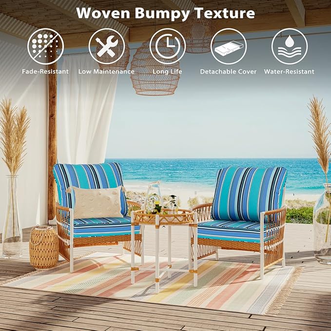 Sundale Outdoor Sunbrella Deep Seat Cushions, Patio Acrylic Sectional Sofa Couches Cushion and Pillow, Water-Resistant Furniture Replacement Cushions, 23 x 26 x 4 inches - Token Surfside