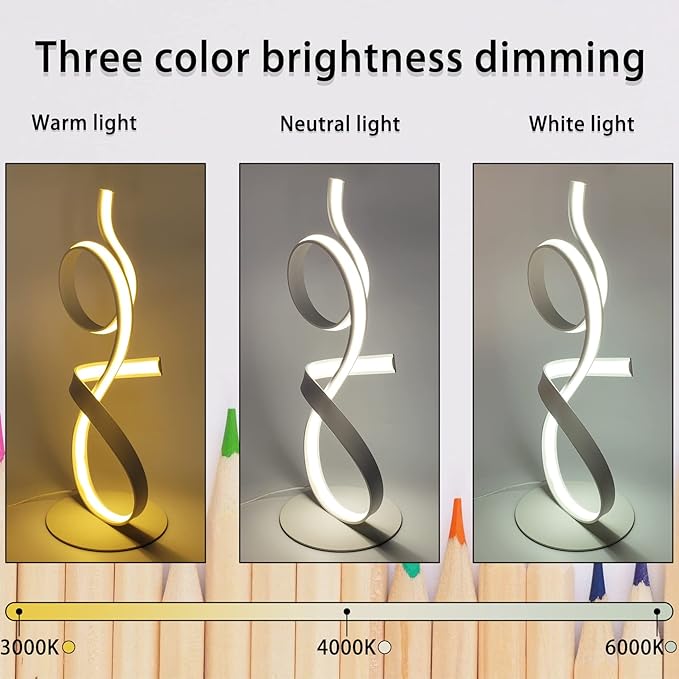 21inch High Brightness LED 3Color Touch Dimming Table Lamp for Bedside Lamp,Art Decorative Light,Stepless Dimmable Bedside Light，white Lights,modern lamps table,bedroom nightstand lamps(White)