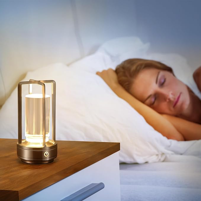 Portable Metal Table Lamp, Cordless Table Lamp, Rechargeable Battery Powered Portable LED Desk Lamp, 3 Color Stepless Dimming Touch, for Bedroom Restaurant Home Outdoor (2 Set of Silver)