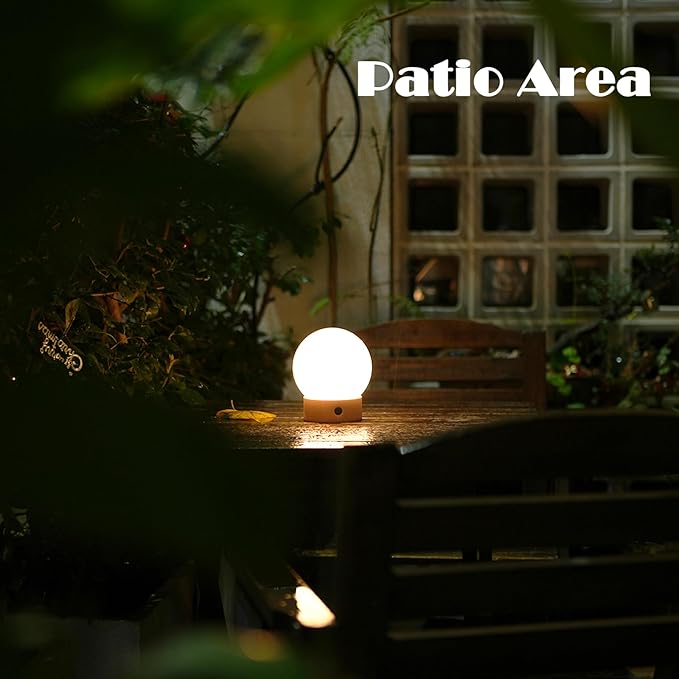 Small Cute Cordless Table Lamp Rechargeable, Battery Operated Shower Lamp Waterproof, Touch Dimmable Globe Ambient Light for Outdoor/Bedside/Patio/Dining (White)