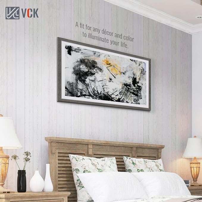 VCK 27x40 Poster Frame Set of 5, Gray Solid Wood Picture Frame, Exclusive Wood Grain, Wall Mounting Hanging