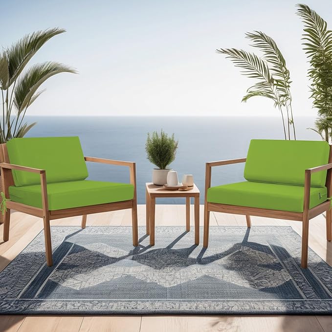 idee-home Outdoor Cushions for Patio Furniture, Outdoor Seat Cushion, Waterproof Couch Hampton Bay Deep Seat Replacement Chair Cushions for Garden Lawn Backyard Deck, 26.5 x 26.5 Green