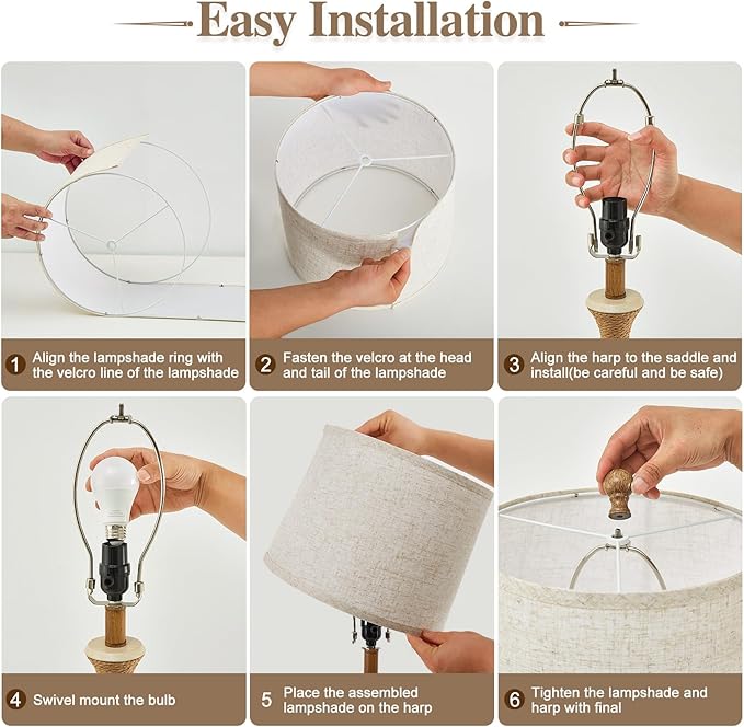 Table Lamp for Bedroom Set of 2 - Bedside Table Lamps with 3 Color Temperatures - Boho Rattan Lamps for Nightstand with USB A+C Charging Ports Farmhouse Living Room Lamp Bulb Included