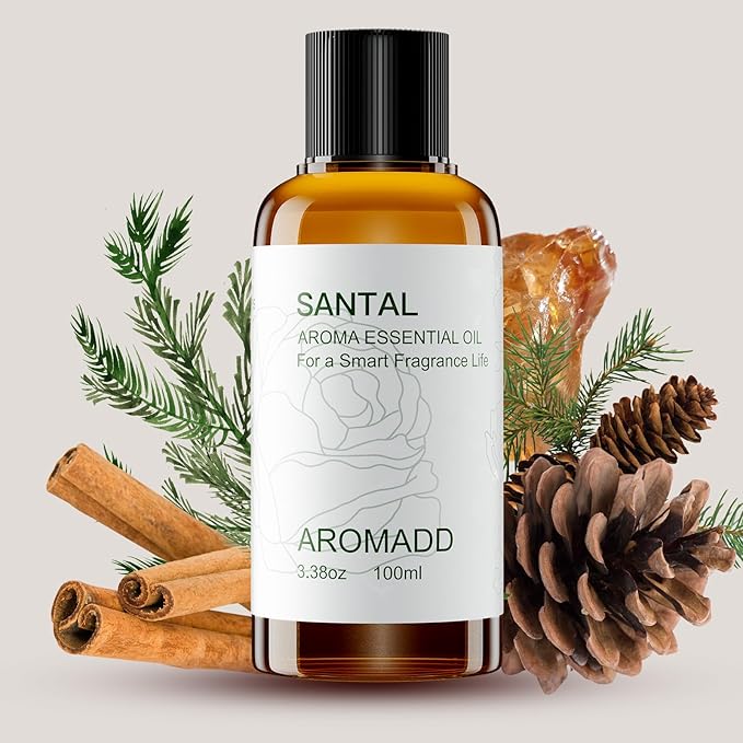 Hotel Scents Diffuser Oil Santal, Luxury Essential Oils for Waterless Diffuser, Aromatherapy Hotel Diffuser Oil for Home & Office, Long-Lasting Air Freshener - 3.38 fl oz (100 mL)