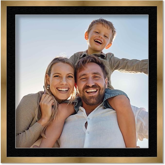 11x11 Frame with Mat - Bronze 14x14 Frame Wood Made to Display Print or Poster Measuring 11 x 11 Inches with Black Photo Mat