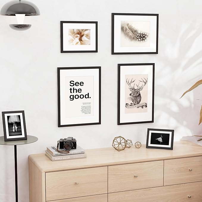 20x30 inch Picture Frame, 20x30 Photo Frames with 16x24 Removable Mat - High Definition Plexiglass - Vertical and Horizontal Display - Wall Hanging Poster Frame - Black, 3 Pack