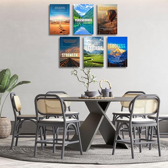 Inspirational Quotes Wall Art，Motivational Wall Art Decoration Painting, landscape Canvas Wall Art， Suitable for Library, Office， Living Room,Home Deco,Tabletop/Hanging,| 6-pack(38x 58 cm) framed 1