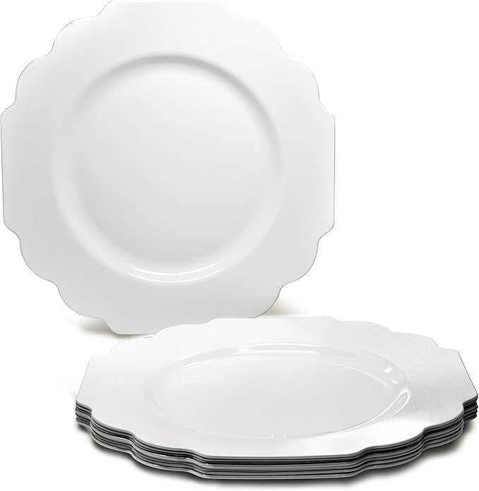 " OCCASIONS " 80 Plates Pack,(40 Guests) Heavyweight Wedding Party Disposable Plastic Plates Set -40 x 10.5'' Dinner + 40 x 8'' Salad/Dessert Plate (Imperial White)