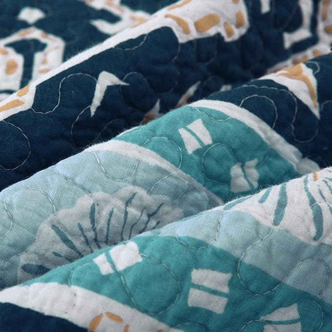 NEWLAKE Quilted Throw Blanket for Bed Couch Sofa, Boho Chic Pattern, 60X78 Inch