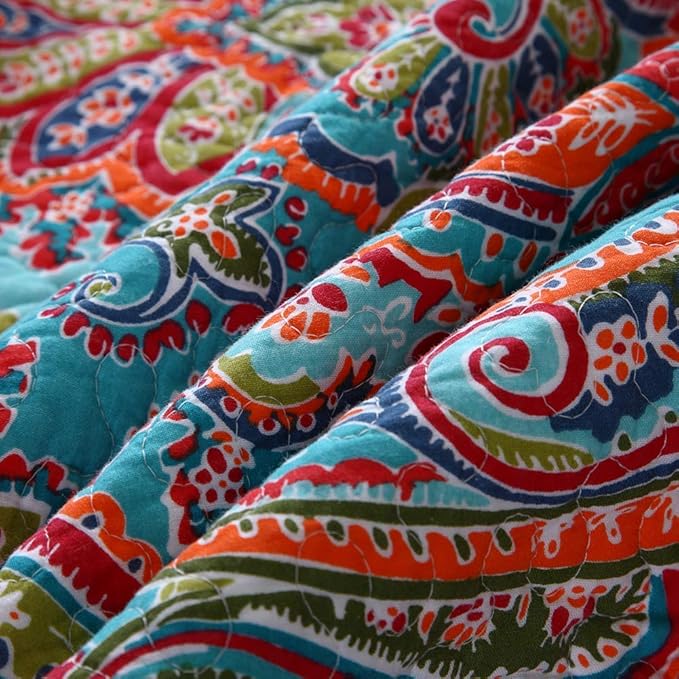 NEWLAKE Quilted Throw Blanket for Bed Couch Sofa, European Gorgeous Floral, 60X78 Inch