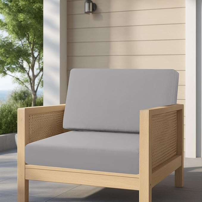 idee-home Outdoor Cushions for Patio Furniture, Outdoor Seat Cushion, Waterproof Couch Hampton Bay Deep Seat Replacement Chair Cushions for Garden Lawn Backyard Deck, 28.5 x 28.5 Grey