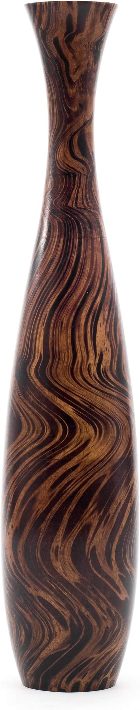 Leewadee Large Brown Light Brown Home Decor Floor Vase – Wooden 41 inches Tall Farmhouse Decor Flower Holder for Fake Plant and Pampas Grass