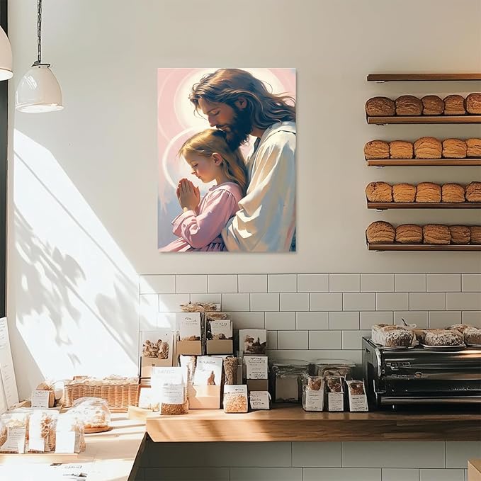 Christian Wall Art Print, Religious Scripture Biblical Decor, Faith-Based Inspirational Landscape with Cross, Digital Printed Canvas Poster for Church, Home Chapel, Prayer Room Decor