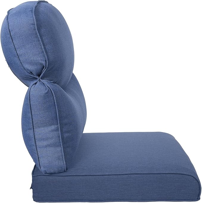 22x25/22x24 Outdoor Seat Cushions Set of 2 - Comfortable High Back Water-Resistant Patio Wicker Chairs Cushion for Dining Rocker Glider Loveseat Couch Sectional Sofa - Navy Blue/Smile