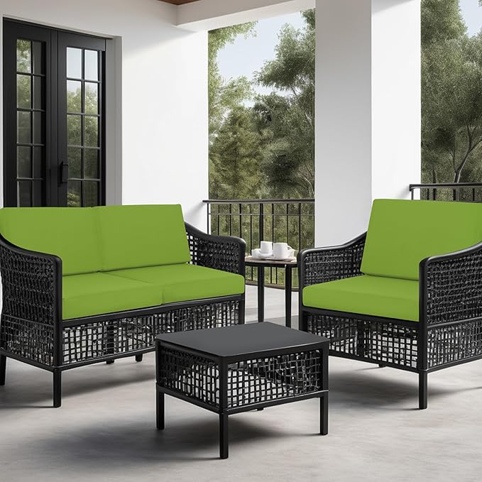 idee-home Outdoor Cushions for Patio Furniture, Outdoor Seat Cushion, Waterproof Couch Hampton Bay Deep Seat Replacement Chair Cushions for Garden Lawn Backyard Deck, 28.5 x 28.5 Green