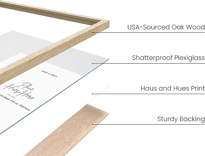 Haus and Hues 12x18 Natural Oak Wood Picture Frames Set of 15 - Premium Bulk Picture Frames 12x16 Bundle - Elegant Gallery Wall Frame Set for Posters, Art Display - Ideal for Wall Decor in Home &