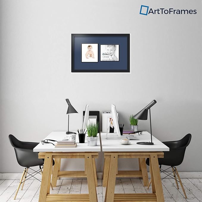 ArtToFrames Double-Multimat-108-837/89-FRBW26079 Collage Photo Frame Double Mat with 2-7.5x8.5 Openings and Satin Black Frame