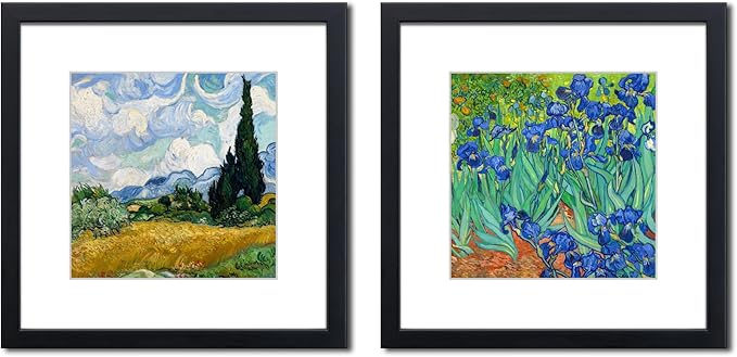 12x12 Picture Frame Set of 2 Made of Solid Wood Photo Frame with Real Glass for Pictures 8x8 with Mat or 12x12 Without Mat,Wall Mount or Tabletop Gallery Photo Frames in Black
