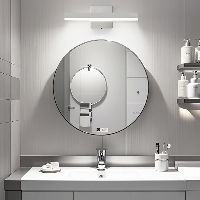 Nickel Bathroom Vanity Light 15.75 inch, 12W Dimmable 5CCT LED Bathroom Light Fixture Over Mirror Restroom-ETL Certificated