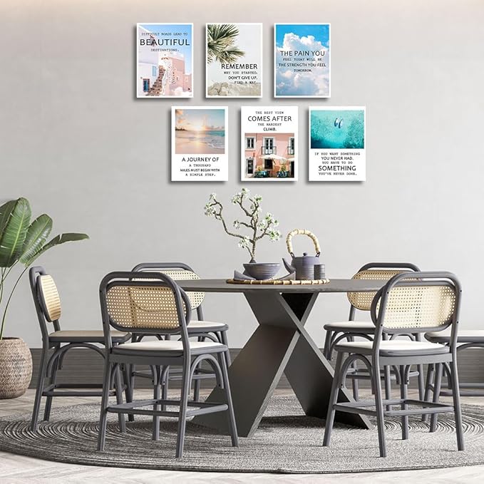 Inspirational Quotes Wall Art,Motivational Wall Art Decoration Painting, landscape Canvas Wall Art,Suitable for Library, Office,Living Room,Home Deco,Tabletop/Hanging,|6-pack 29 x 38 cm framed 5