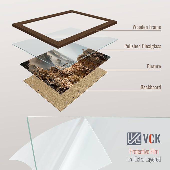 VCK 14x22 Frame Set of 5, Brown Wood Picture Frame, Exclusive Wood Grain, Wall Hanging