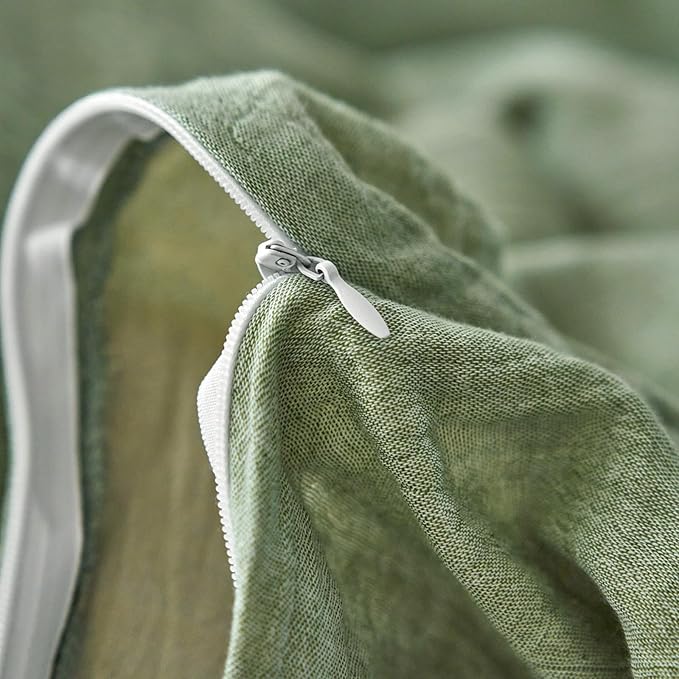 VM VOUGEMARKET Muslin Duvet Cover King Size,Breathable Linen Like Guaze Textured Bedding Comforter Cover Set 3 Pieces Minimalist Duvet Cover with 2 Pillowcases, 104"x90",Mint Green