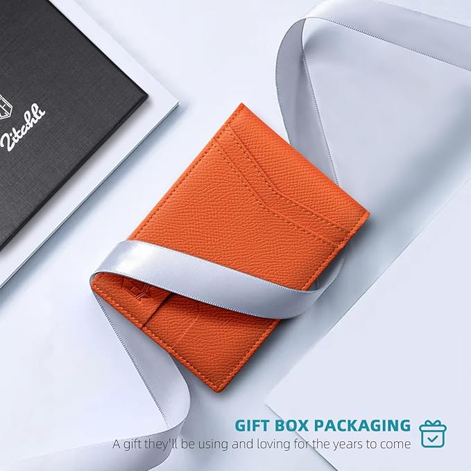 Zitahli Slim Wallet for Men Gifts 12 Card Slots ID Window With Money Clip Minimalist RFID Front Pocket Bifold Leather Small Thin Gift Box Dad Birthday Christmas Regalos Hombres