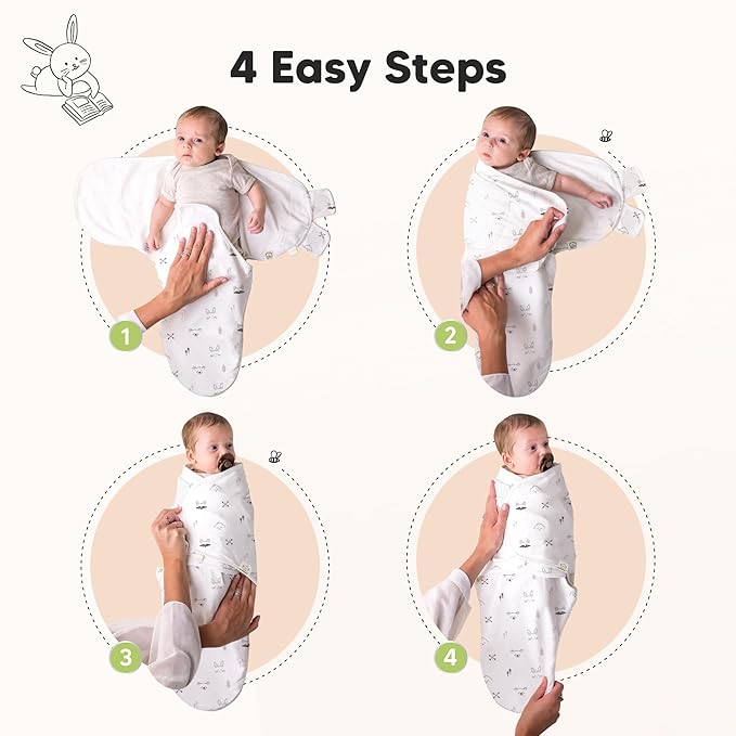 KeaBabies 3-Pack Swaddles for Newborns, Girls, Boys with Hats - Organic Soft Baby Sleep Sacks, Breathable Baby Swaddle 3-6 Months Beanies Set, Premie Infant Sleep Sack 0-3 Months (Nordic)