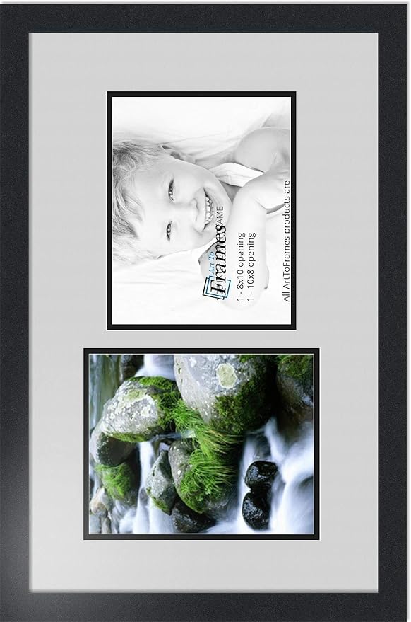 Art to Frames Double-Multimat-107-756/89-FRBW26079 Collage Photo Frame Double Mat with 2-8x10 Openings and Satin Black Frame