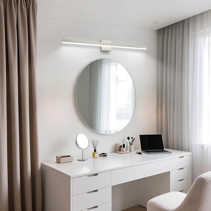 Nickel Bathroom Vanity Light 39.4 inch, 24W Dimmable 5CCT LED Bathroom Light Fixture Over Mirror Restroom-ETL Certificated