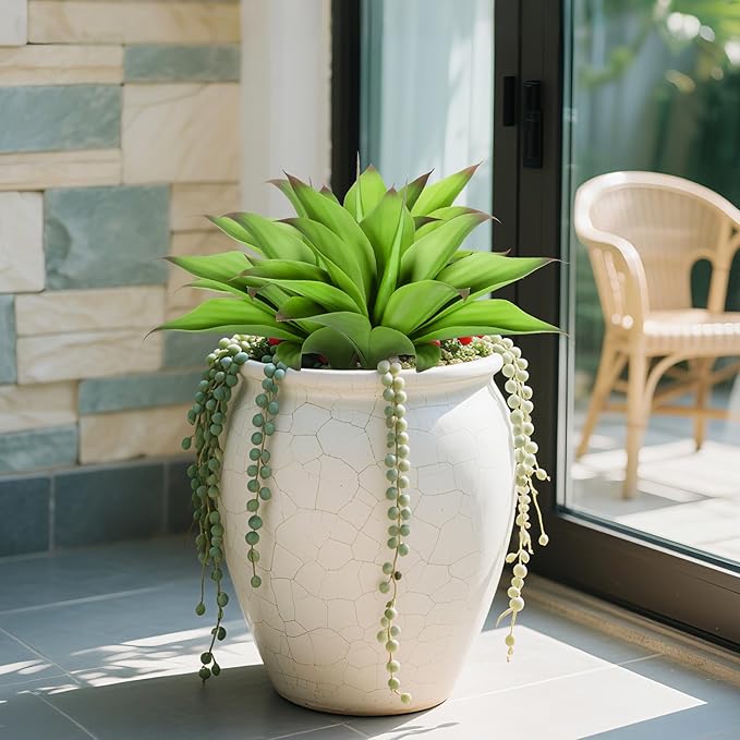 Artificial Agave Plants,Large UV Resistant Fake Agave Planters for Indoor and Outdoor Decorating Artificial Plants for Outdoors Fake Plants