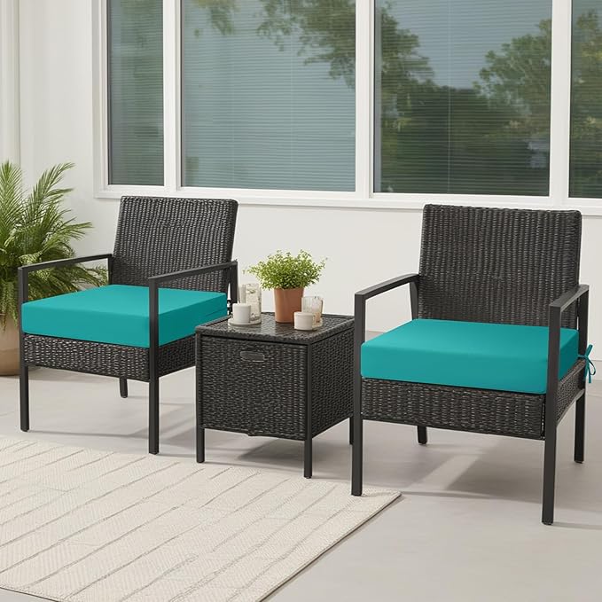 idee-home Outdoor Cushions for Patio Furniture, Outdoor Seat Cushion, Waterproof Couch Hampton Bay Deep Seat Replacement Chair Cushions for Garden Lawn Backyard Deck, 22 x 22 Peacock Blue