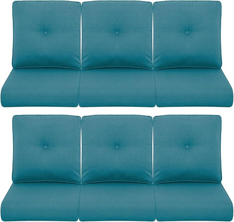 Patio Chair Cushions 6 Packs - Outside High Back Thick Water-Resistant Cushion 22x24 for Outdoor Glider Rocking Chairs Loveseat 3-Seater Couch Sofa – Peacock Green/Buckle