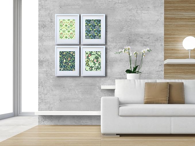 11x14 Picture Frame Set of 4 Made of Solid Wood Photo Frames with Real Glass for Pictures 8x10 with Mat or 11x14 Without Mat, Wall Mounting or Tabletop display Photo Frames in White
