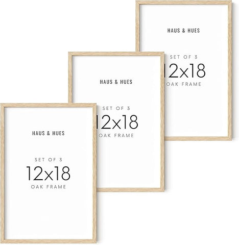 HAUS AND HUES Standalone Beige Oak Frame Set of 3-12x18
