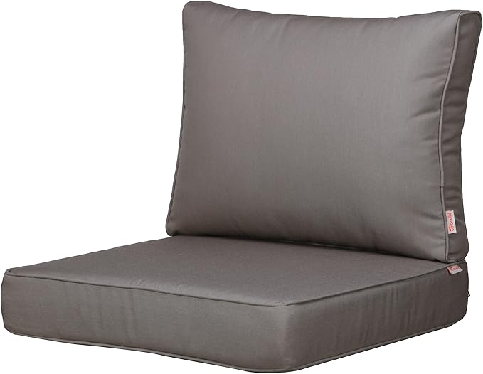 UIXE Outdoor Deep Seat Cushion Set with Slipcovers, Patio Furniture Cushions & Back Pad, Water-Resistant Outdoor Cushion Covers Backyard Sectional Sofa Cushions for Bistro Chair - Coffee