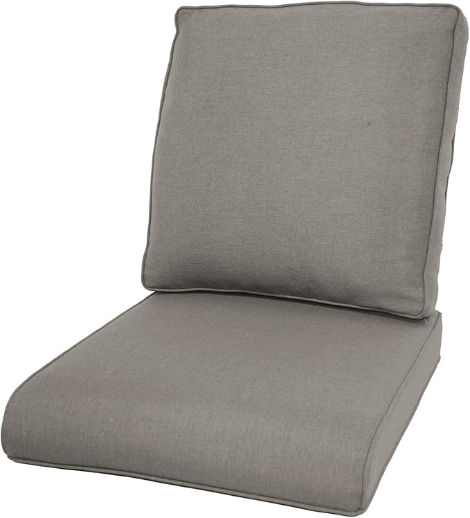 Patio Cushions for Outdoor Furniture - 22×24 Inches High Back and Deep Seating Outdoor Cushion for Patio Chairs Sofa Couch Loveseat Water Resistant(Grey/1 Set/No Button)
