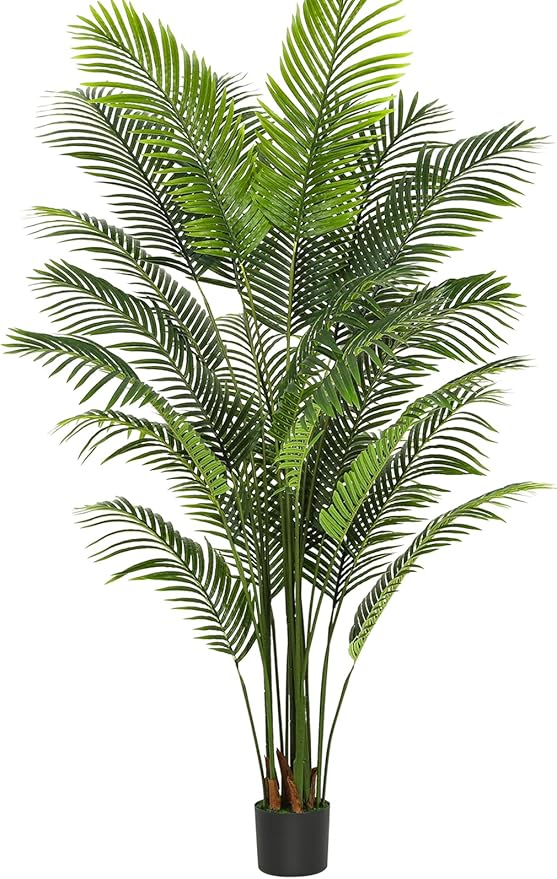 VIAGDO Artificial Palm Tree 7ft Tall Fake Palm Tree Decor with 22 Detachable Trunks Faux Tropical Palm Silk Plant Feaux Dypsis Lutescens Plants in Pot for Home Office Living Room Floor Decor Indoor