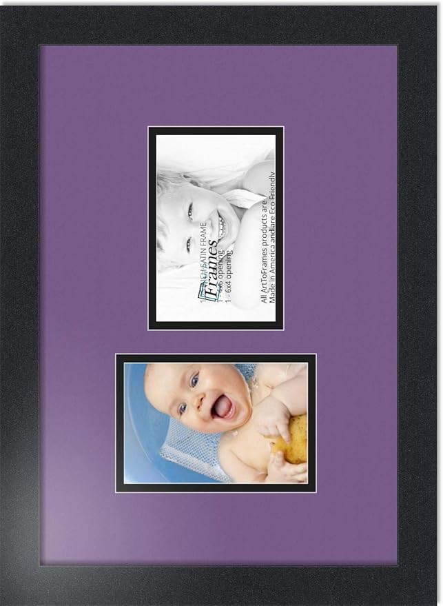 ArtToFrames Collage Photo Frame Double Mat with 2 - 4x6 Openings and Satin Black Frame