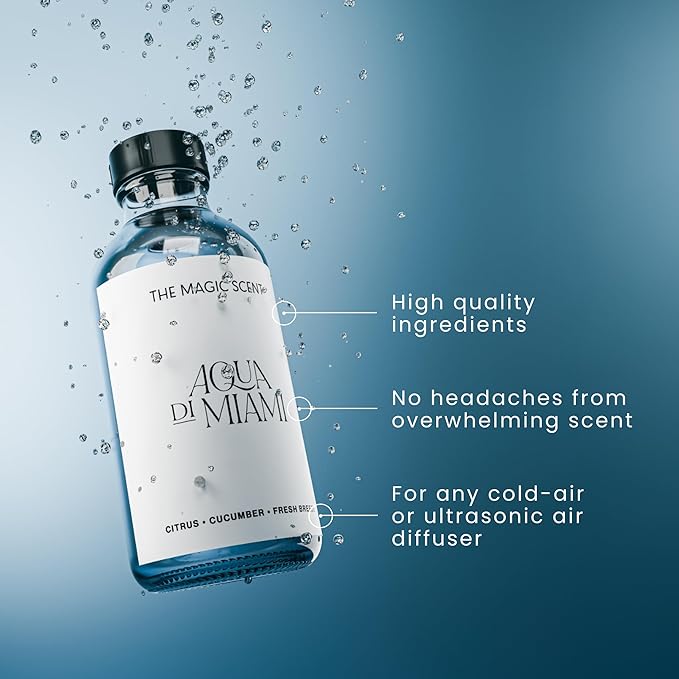 Aqua di Miami Diffuser Oil - Hotel & Home Luxury Scents - Diffuser Oil Scents for Home Designed for Use in All Diffusers - 4 fl oz, 120 mL