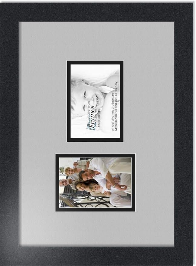 ArtToFrames Double-Multimat-751-88/89-FRBW26079 Collage Photo Frame Double Mat with 2-3.5x5 Openings and Satin Black Frame