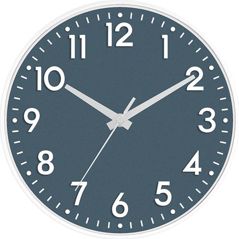 Mosewa Wall Clock 10 Inch, Battery Operated Silent Non-Ticking Modern Analog Clock Decorative for Kitchen, Bedroom, Office, Living Room (Azure Blue)