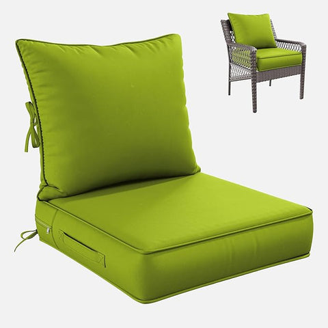 Premium Outdoor Seat Cushion Chair Cushions for Patio Furniture 24 L X 24 W X 5 H Waterproof & Fade Resistant Deep Seat and Backrest Cushion Set with Removable Covers for Chair, Sofa