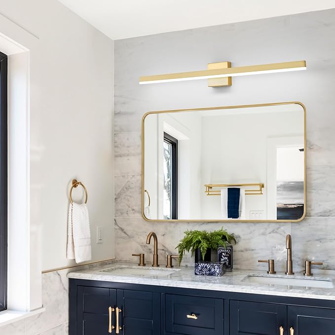 Gold Bathroom Vanity Light 39.4 inch, 24W Dimmable 5CCT LED Modern Bathroom Light Fixture Over Mirror - ETL Certificate