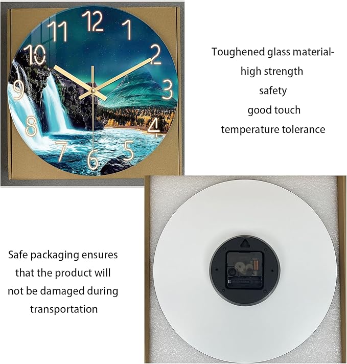 XNM Natural Landscape Decorative Wall Clocks Battery Operated 16 Inches or Larger Teal Wall Clock for Living Room Teal Wall Clock Silent