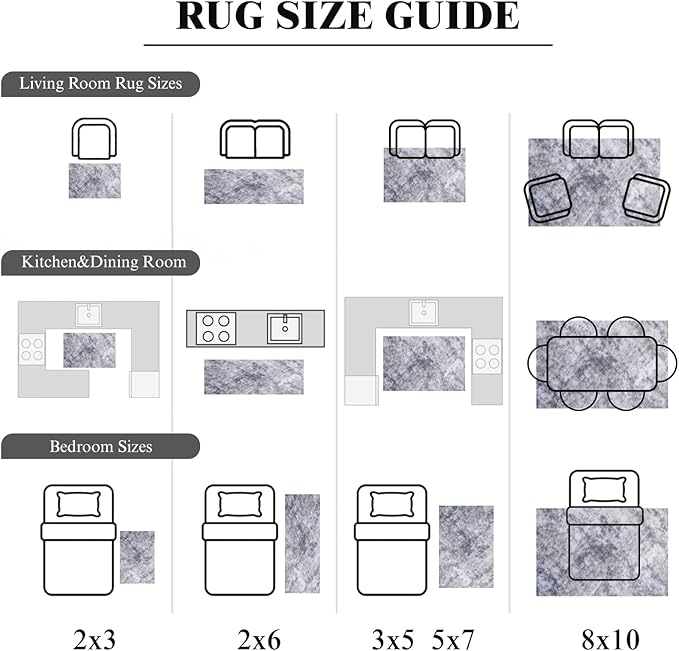 Washable Rug 9x12 Area Rugs for Living Room - Stain Resistant Non-Slip Backing Boho Rug for Bedroom,Durable & Ultra-Thin Vintage Large Area Rug(9x12,Gray/Blue)